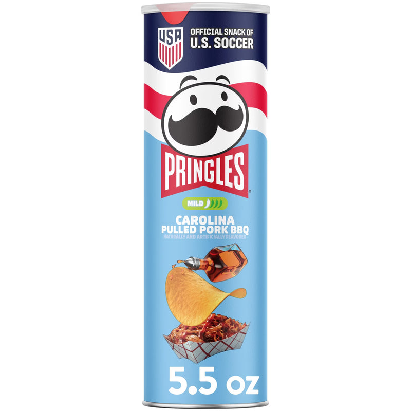 Pringles Carolina Pulled Pork BBQ Potato Crisps Chips, Lunch Snacks, 5.5 oz Canister