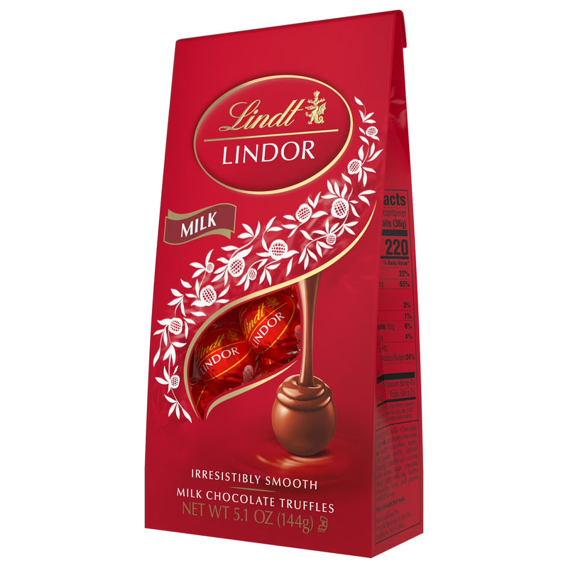 Lindt LINDOR Milk Chocolate Candy, 5.1 oz Bag