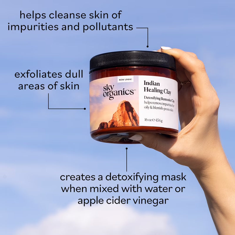 Sky Organics Indian Healing Clay with Detoxifying Bentonite Clay, 16 oz.