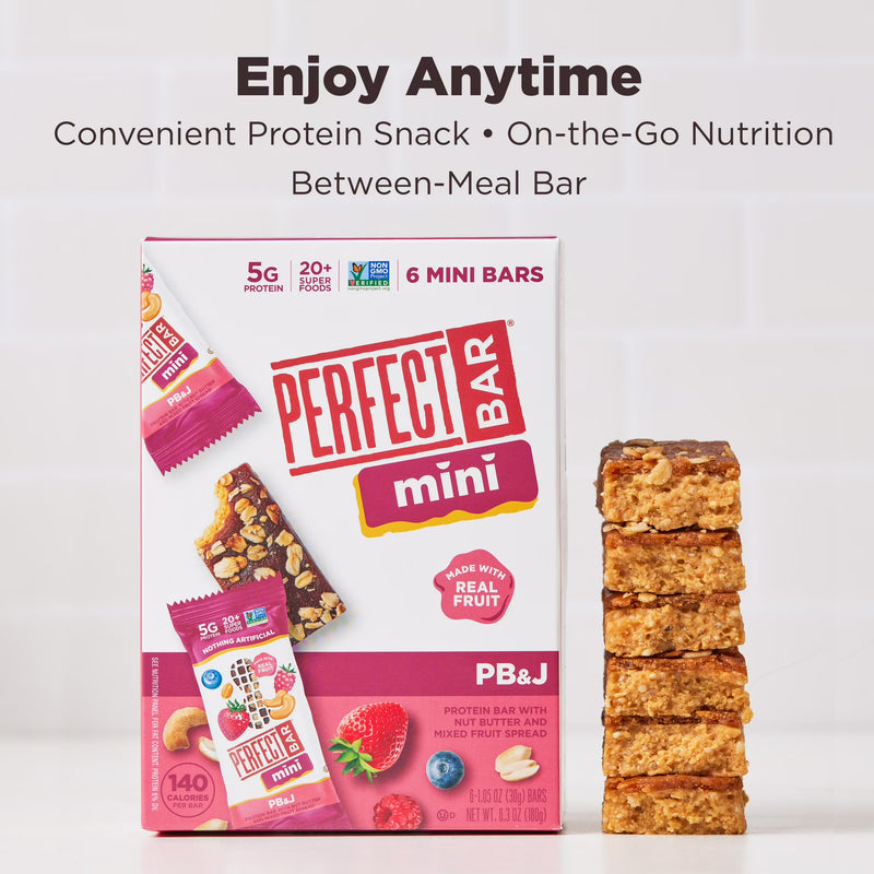Perfect Bar Mini Gluten-Free PB&J Refrigerated Protein Bar, Kosher, 6 count, 1.05 oz