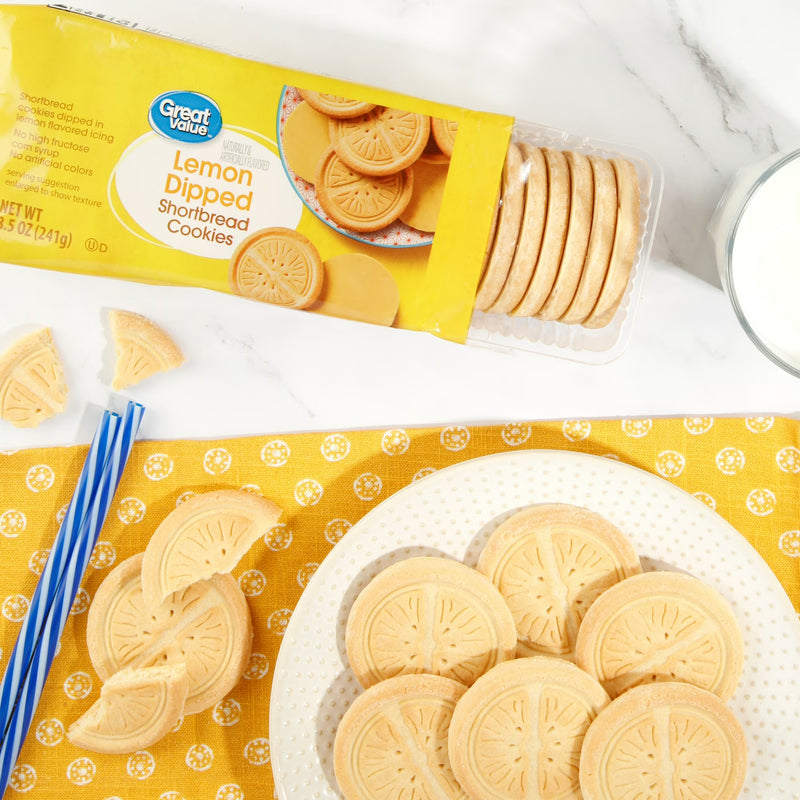 Great Value Lemon Dipped Shortbread Cookies, 8.5 oz