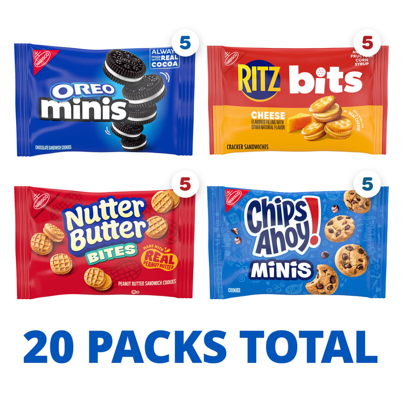 Nabisco Classic Mix Variety Pack, OREO, CHIPS AHOY!, Nutter Butter, RITZ Bits Cheese, 20 Snack Packs