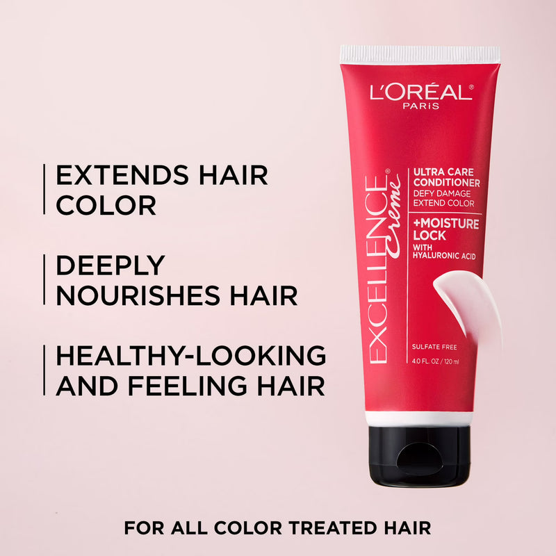 L'Oreal Paris Excellence - Hair Color Moisture Lock Ultra Care Conditioner, 4 fl oz