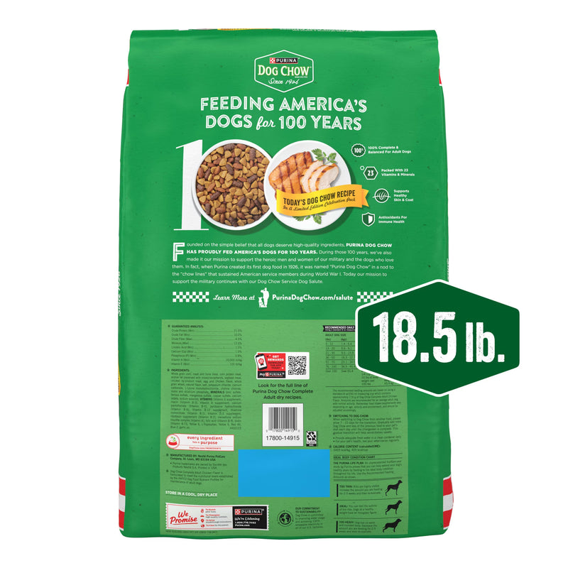 Purina Dog Chow Complete, Dry Dog Food for Adult Dogs High Protein, Real Chicken, 18.5 lb Bag
