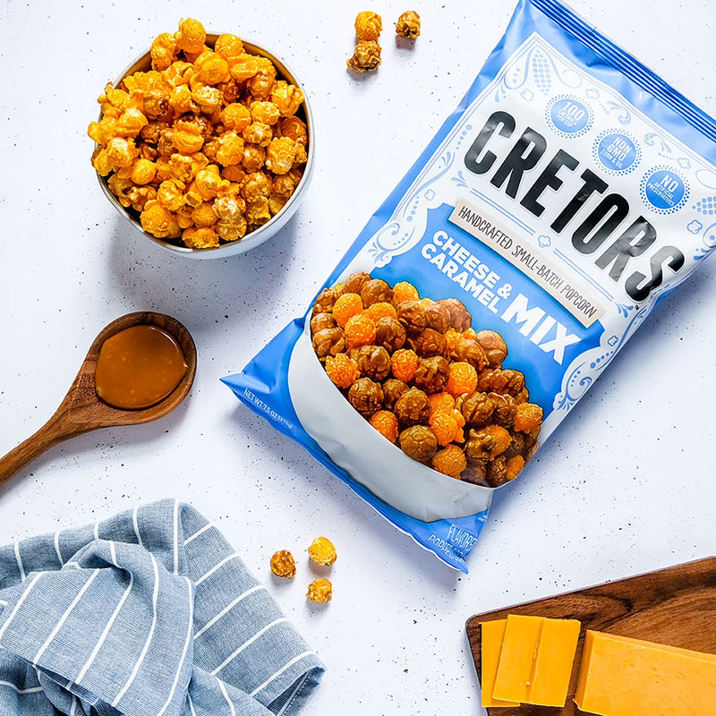 G.H. Cretors Handcrafted Small-Batch Cheese & Caramel Popcorn Mix, 7.5 oz, Gluten-Free Snack