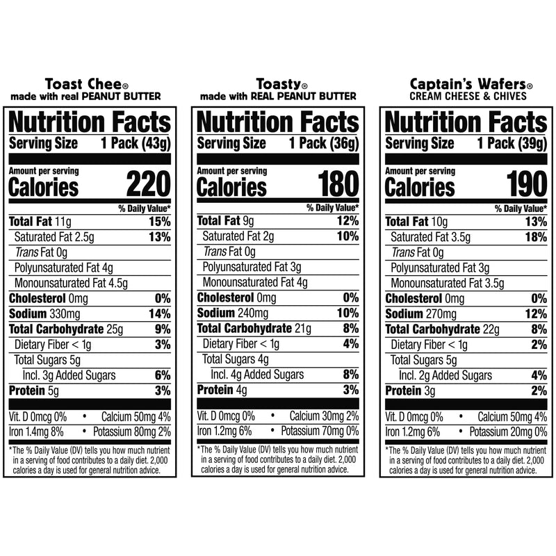 Lance Sandwich Crackers, Variety Pack, 3 Flavors, 10 Individually Wrapped Packs, 6 Sandwiches Each