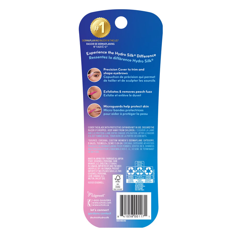 Schick Hydro Silk Touch-up Manual Dermaplaning Razor with Precision Cover, 3 Ct, Women’s Face Razor