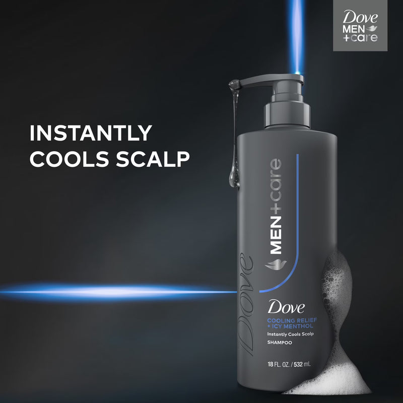 Dove Men+Care Shampoo for Instantly Cools Scalp Cooling Relief with Icy Menthol, 18 fl oz 1 Count