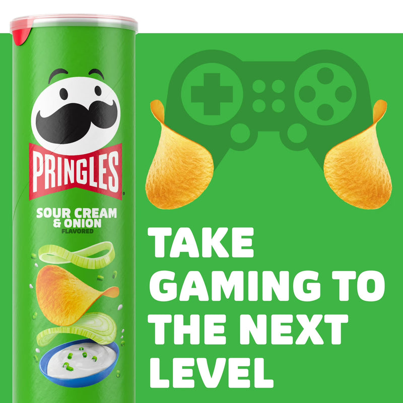 Pringles Sour Cream and Onion Potato Crisps Chips, Lunch Snacks, 5.5 oz Canister