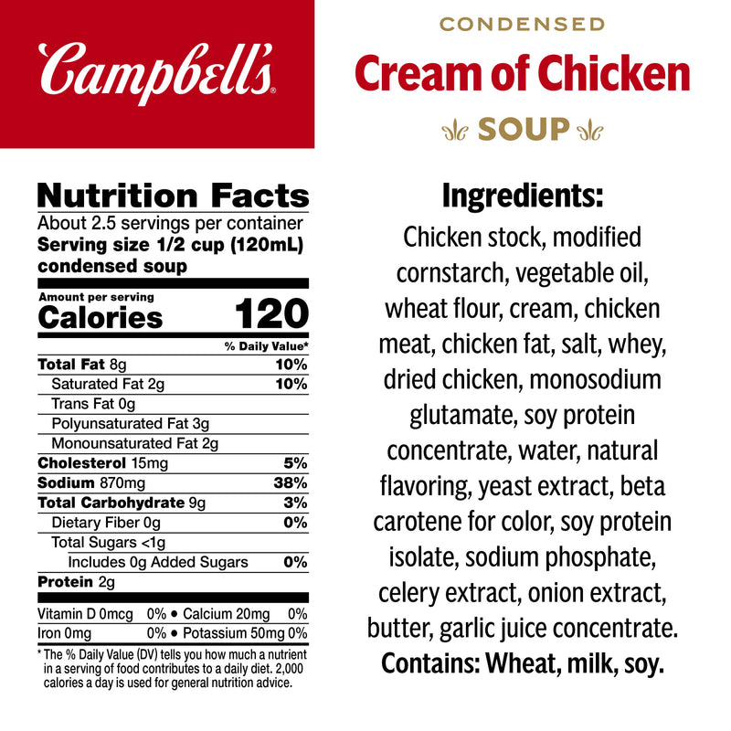 Campbell's Condensed Cream of Chicken Soup, 10.5 oz Can