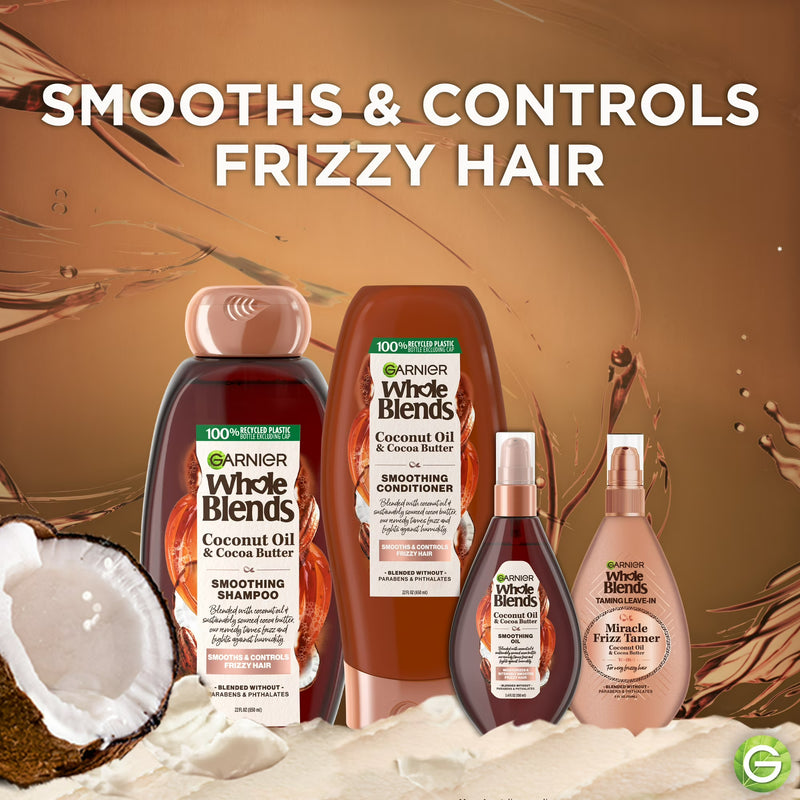 Garnier Whole Blends Frizz Control Shampoo, Coconut Oil Cocoa Butter, All Hair Types 28 fl oz