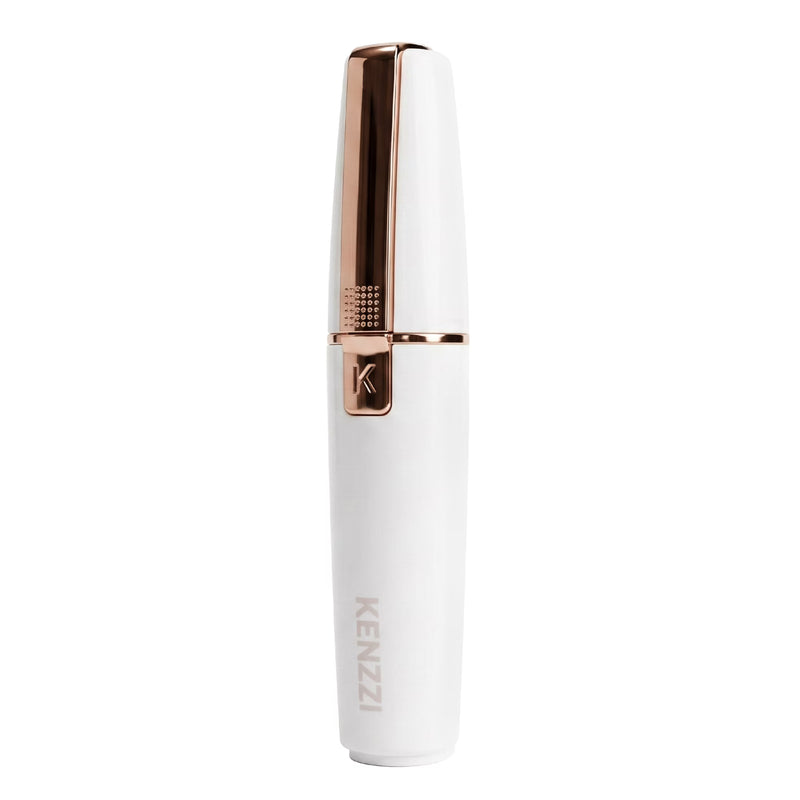 KENZZI 2-in-1 Rechargeable Women’s Face Electric Shaver and Facial Hair Remover with Eyebrow Trimmer, White and Rose Gold