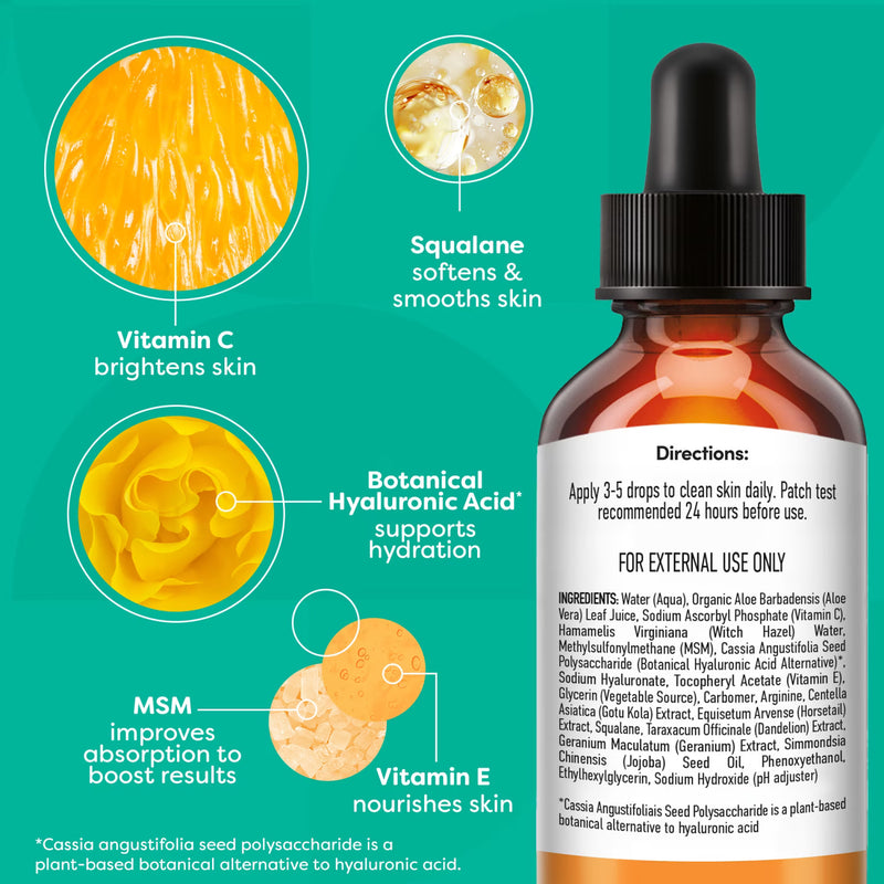 TruSkin Vitamin C Facial Serum, Anti-Aging Blend for Brighter-Looking Skin with Soothing Squalane, 1 fl oz
