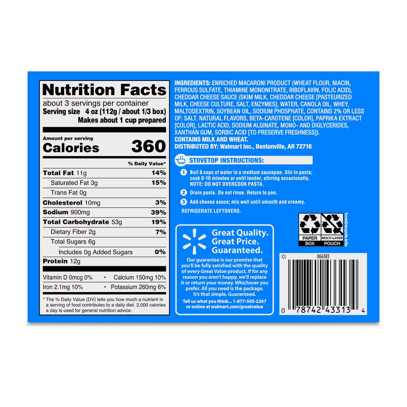 Great Value Premium Original Shells & Cheese, 12 oz