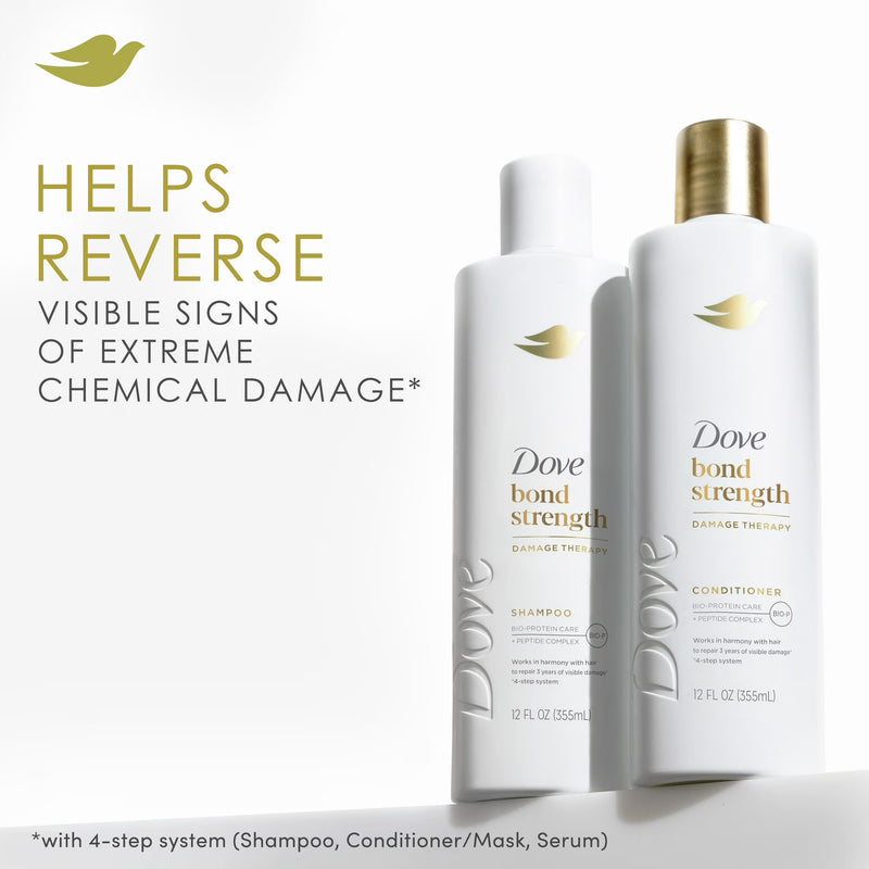 Dove Shampoo & Conditioner Set for Women Bond Strength with Peptide Complex, 12 Fl oz 2 Count Squeeze Bottles