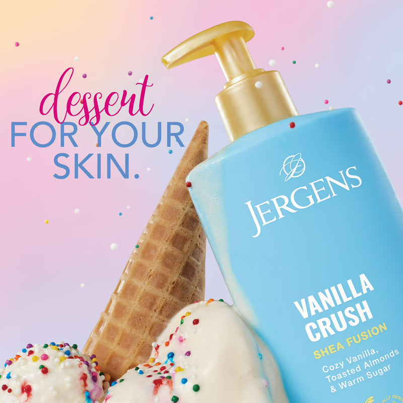 Jergens Shea Fusion Vanilla Crush Scented Body Lotion, Moisturizer for Dry Skin, 14 fl oz