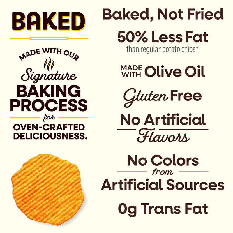 Baked Ruffles 50% Less Fat Cheddar & Sour Cream Potato Chips Bag, 6.25 oz