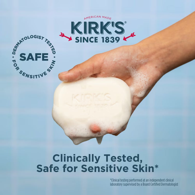 Kirk's Castile Bar Soap - Made With Premium Coconut Oil, Original Fresh Scent, 4 oz. Bars, 4 Pack