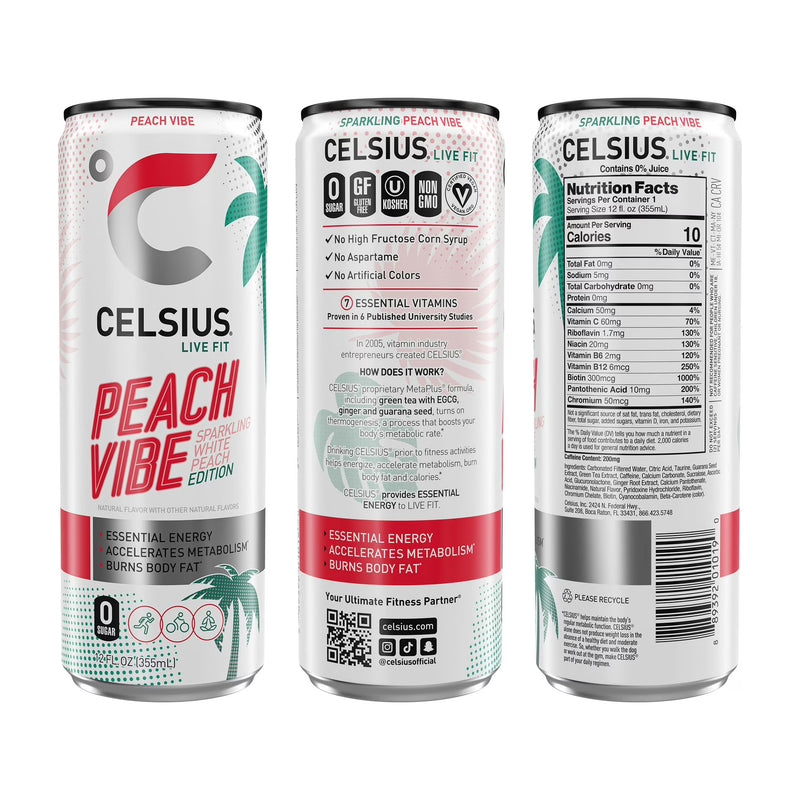 CELSIUS Sparkling Vibe Variety Pack, Functional Energy Drink 12 fl oz (Pack of 12)