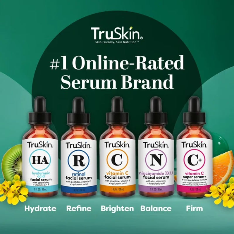 TruSkin Hyaluronic Acid Face Serum, Dual-Action Hydration with Ceramides & Aloe, 1 fl oz