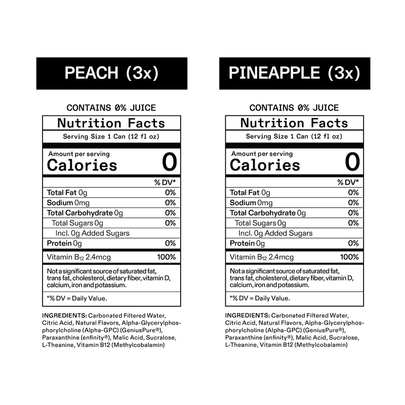 UPDATE Energy Drink, Caffeine Free, Zero Sugar, Variety 12-Pack, 12 fl oz, No Crash, Paraxanthine Powered