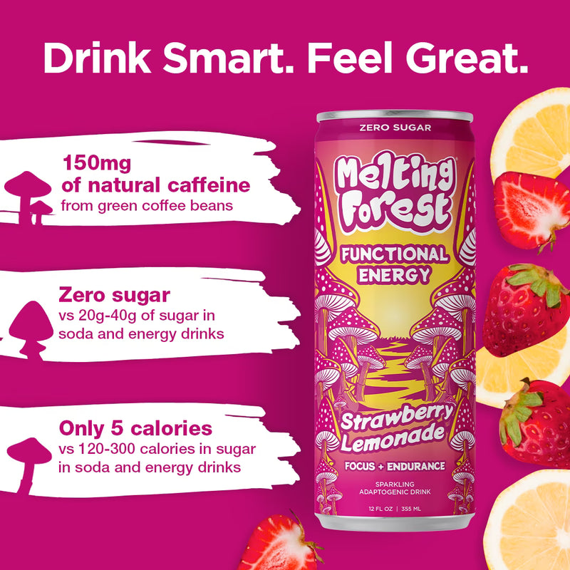 Melting Forest Mushroom Energy Drink Strawberry Lemonade 12 Pack