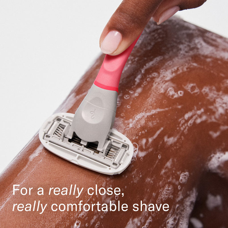 Flamingo Women's Razor Shaving Set with Razor Handle and 5-Blade Razor Cartridge, Pink, 3 Piece
