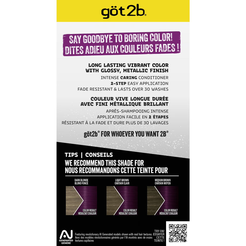 got2b Metallics Permanent Hair Dye, M69 Amethyst Chrome, Hair Color for Women & Men, 1 Kit