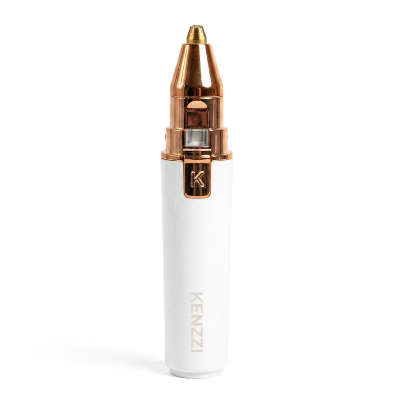 KENZZI 2-in-1 Rechargeable Women’s Face Electric Shaver and Facial Hair Remover with Eyebrow Trimmer, White and Rose Gold