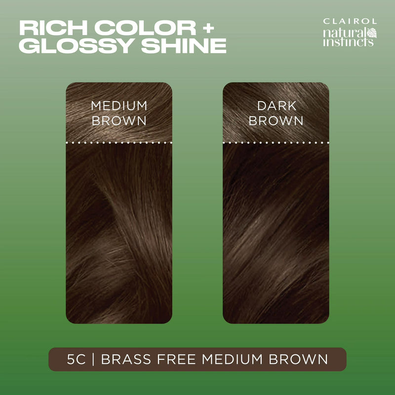 Clairol Natural Instincts Demi-Permanent Hair Color Creme, 5C Medium Brown, Hair Dye, 1 Application
