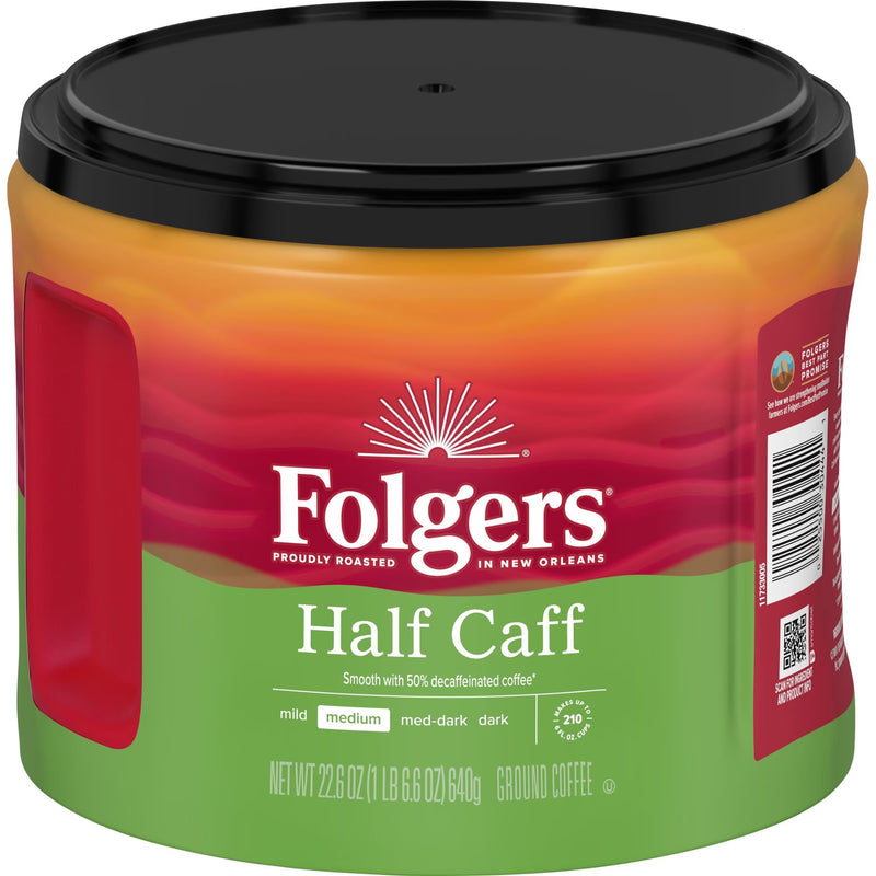 Folgers Half Caff Medium Roast Coffee, 22.6 oz Canister