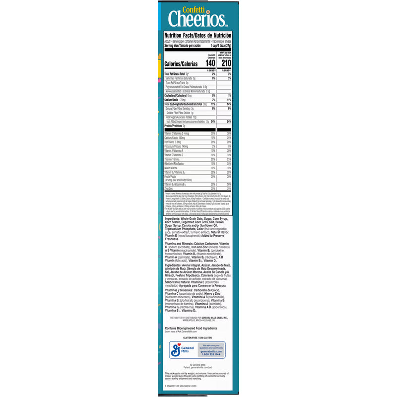Cheerios Confetti Breakfast Cereal, Gluten Free, Made with Whole Grain, Family Size, 19 oz