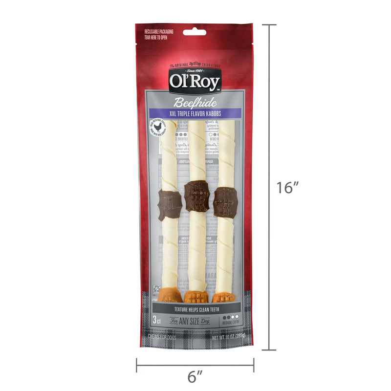 Ol Roy 24oz Beefhide Triple Flavor Kabobs Dry Dog Chews