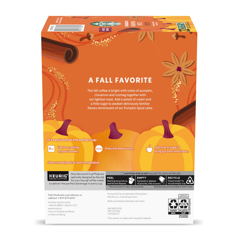 Starbucks Pumpkin Spice Naturally Flavored K-Cups Coffee Pods, 22 Count K Cups