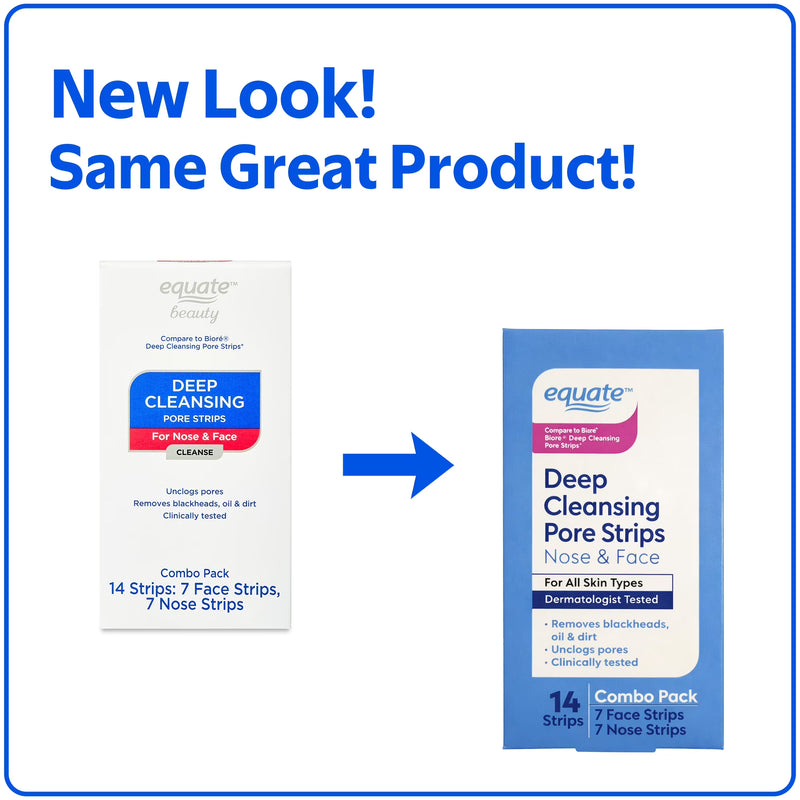 Equate Deep Cleansing Pore Strips for Nose and Face, 14 Count