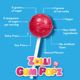 ZOLLIPOPS GUM Pops 5.6oz - Sugar Free, Allergen Free, Keto & Diabetic Friendly Strawberry Lollipops with Gum in a Convenient Resealable Pouch