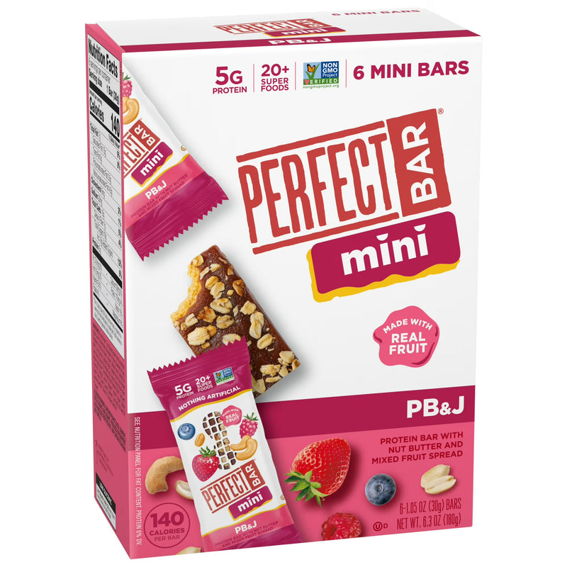 Perfect Bar Mini Gluten-Free PB&J Refrigerated Protein Bar, Kosher, 6 count, 1.05 oz