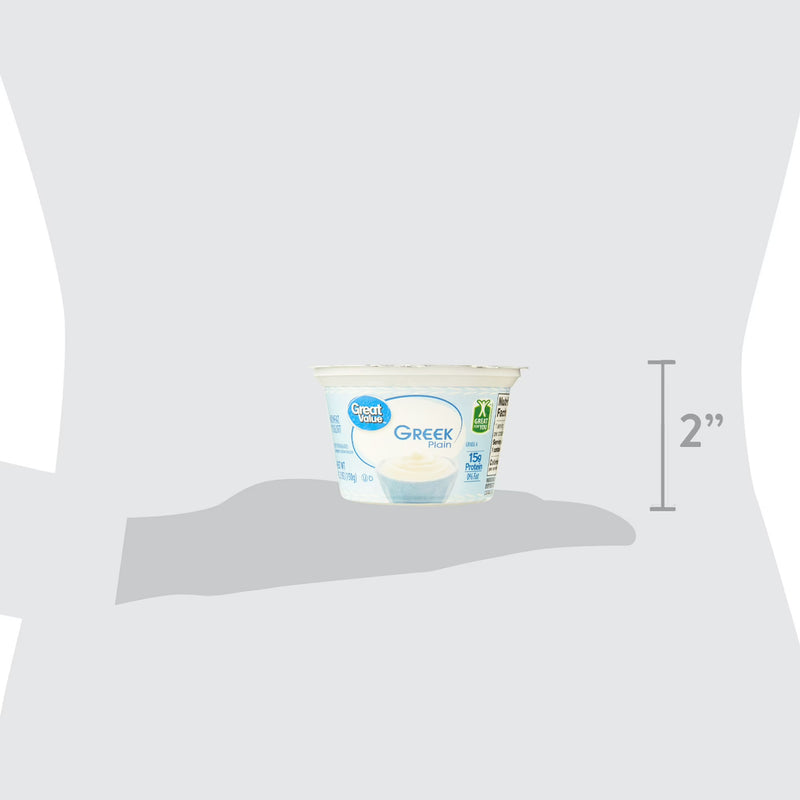 Great Value Plain Nonfat Greek Yogurt, 5.3 oz Individual Cup