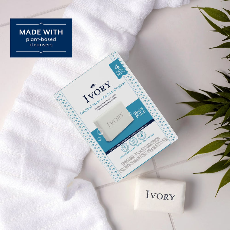 Ivory Gentle Bar Soap, Original Scent 4 oz (4 count)