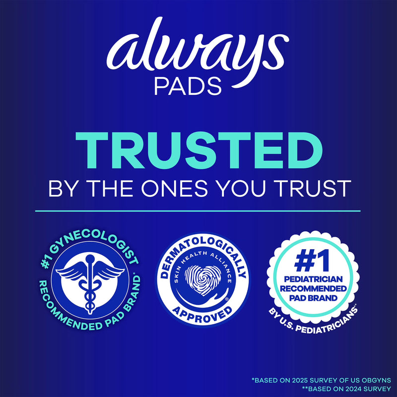 Always Ultra Thin Overnight Pads with Wings, Size 5, Extra Heavy Overnight, 46 Count