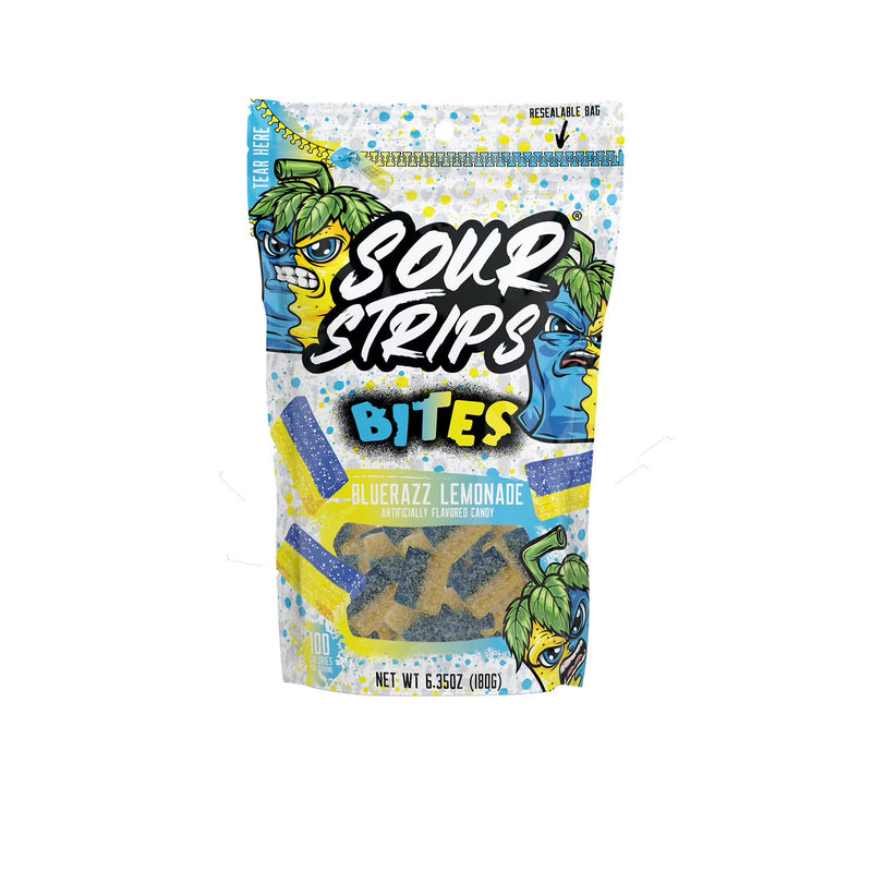 SOUR STRIPS Bites Bluerazz Lemonade Flavored Chewy, Candy Bag, 6.35 oz