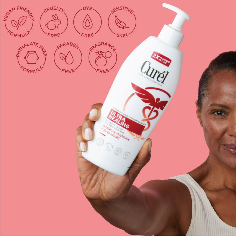 Curel Ultra Healing Intensive Fragrance-Free Lotion, Extra-Dry Sensitive Skin Moisturizer, 20 fl oz
