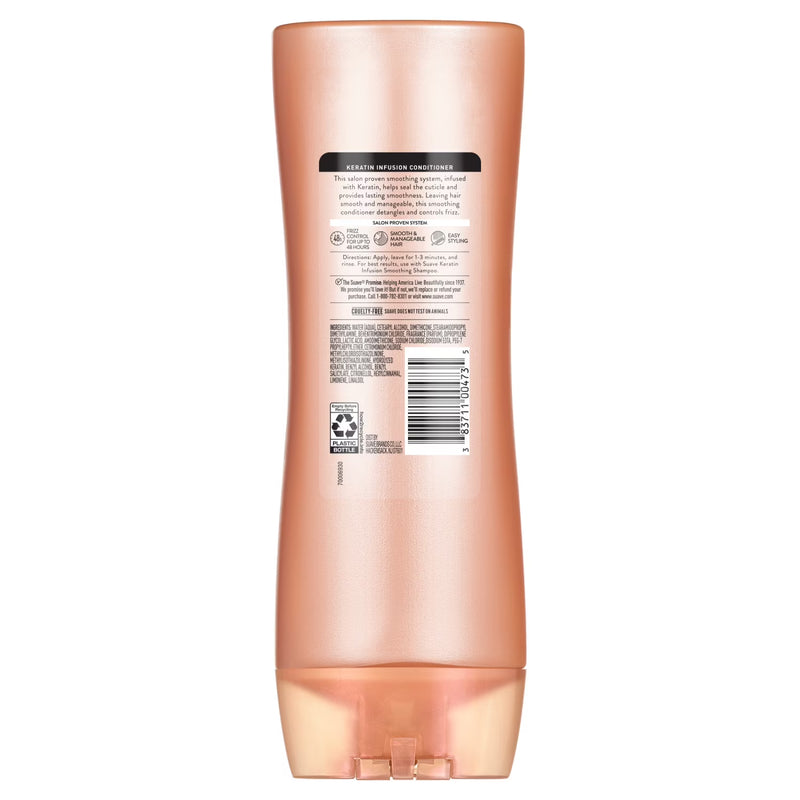 Suave Keratin Infusion Smoothing Conditioner For Frizzy Hair, 48HR Frizz Control, 12.6 FL OZ