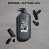 Dove Men+Care Elements Liquid Body Wash and Face Wash Charcoal + Clay Nourishing Cleanser, 30 oz