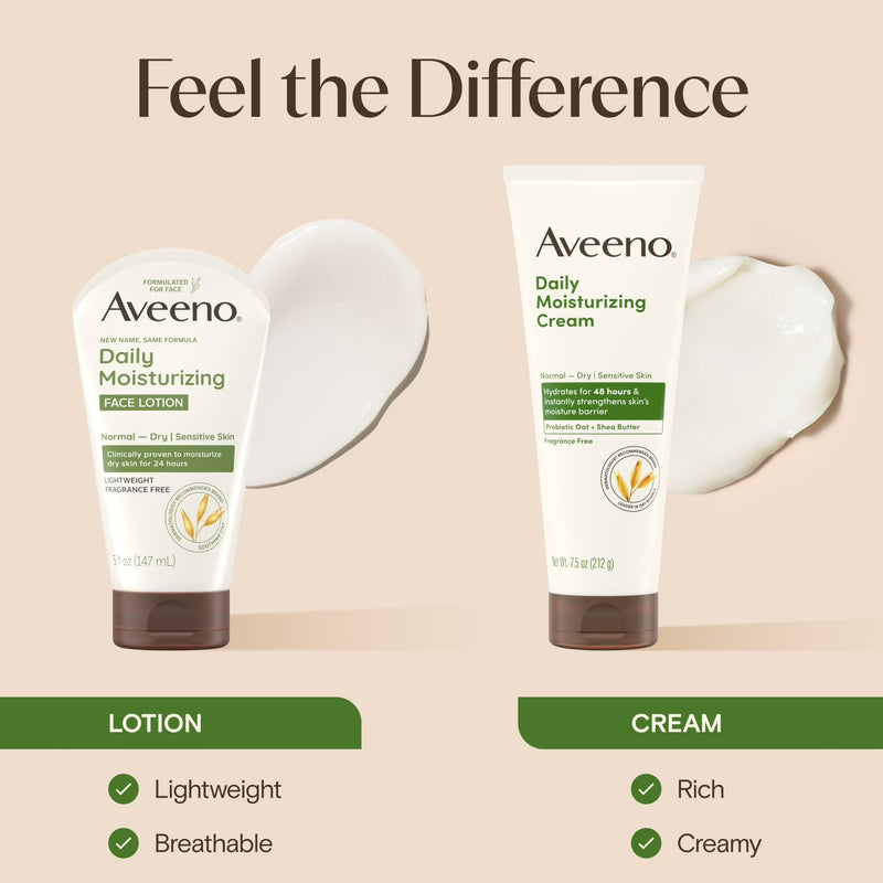 Aveeno Daily Moisturizing Face Lotion with Oat for Dry Skin, 5 fl oz