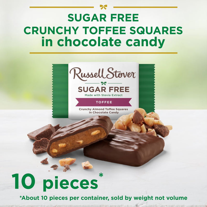 RUSSELL STOVER Sugar Free Toffee Squares in Chocolate Candy, 5.1 oz. bag
