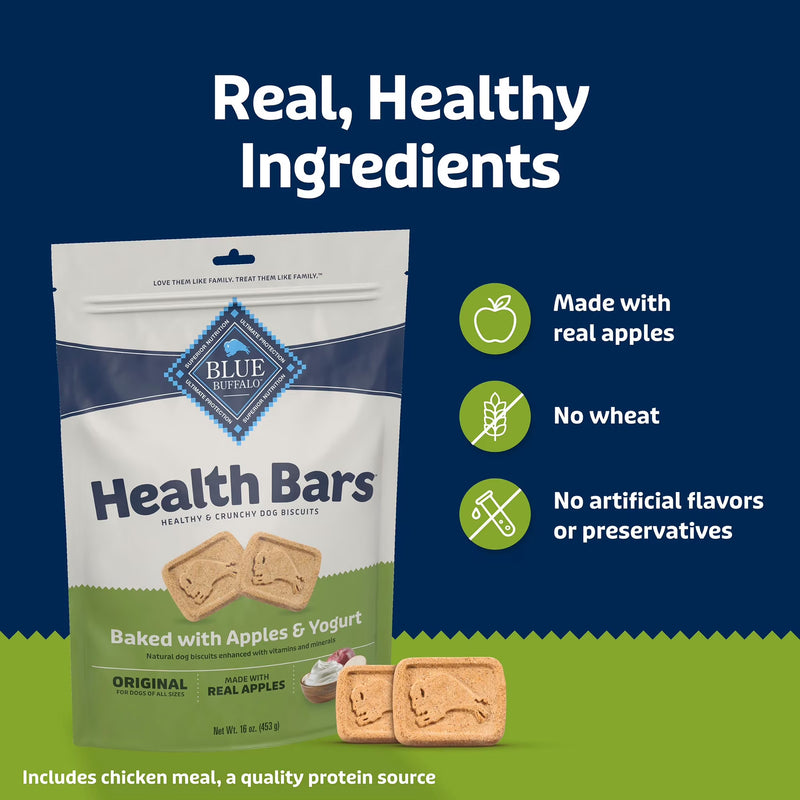 Blue Buffalo Health Bars Crunchy Dog Biscuits, Apples & Yogurt, 16-oz. Bag