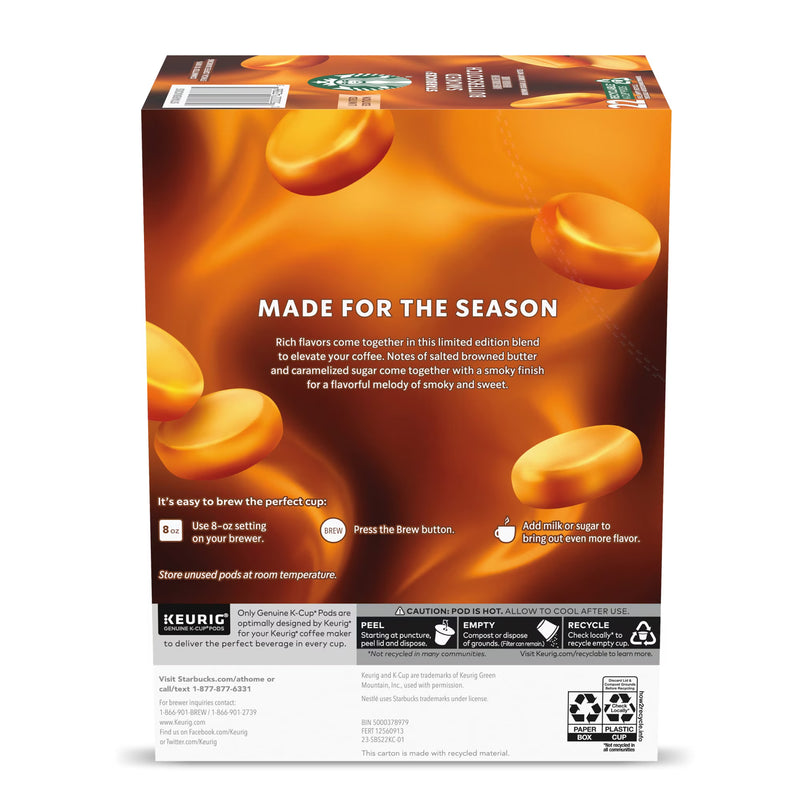 Starbucks Smoked Butterscotch Flavored Coffee, Keurig K-Cup Coffee Pods, 22 Count