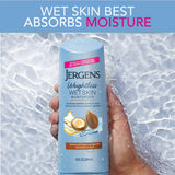 Jergens Argan Oil Weightless Wet Skin Body Lotion, Non-Greasy Moisturizer, for Dry Skin, 10 oz