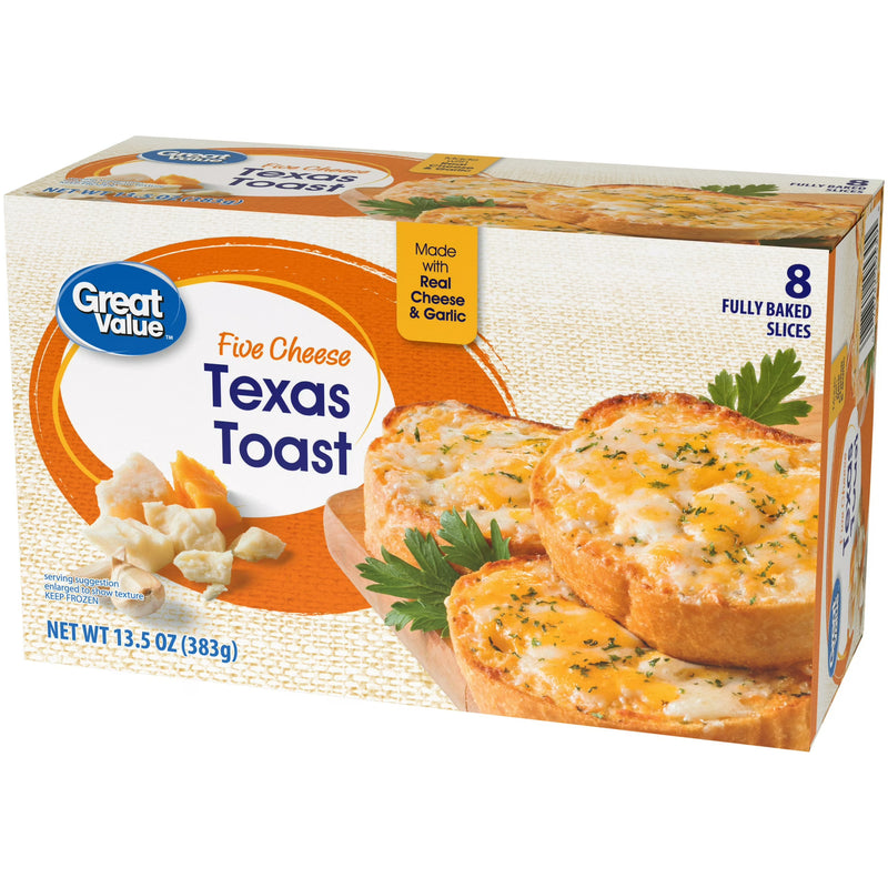 Great Value Five Cheese Texas Toast, 13.5 oz, 8 Count (Frozen)